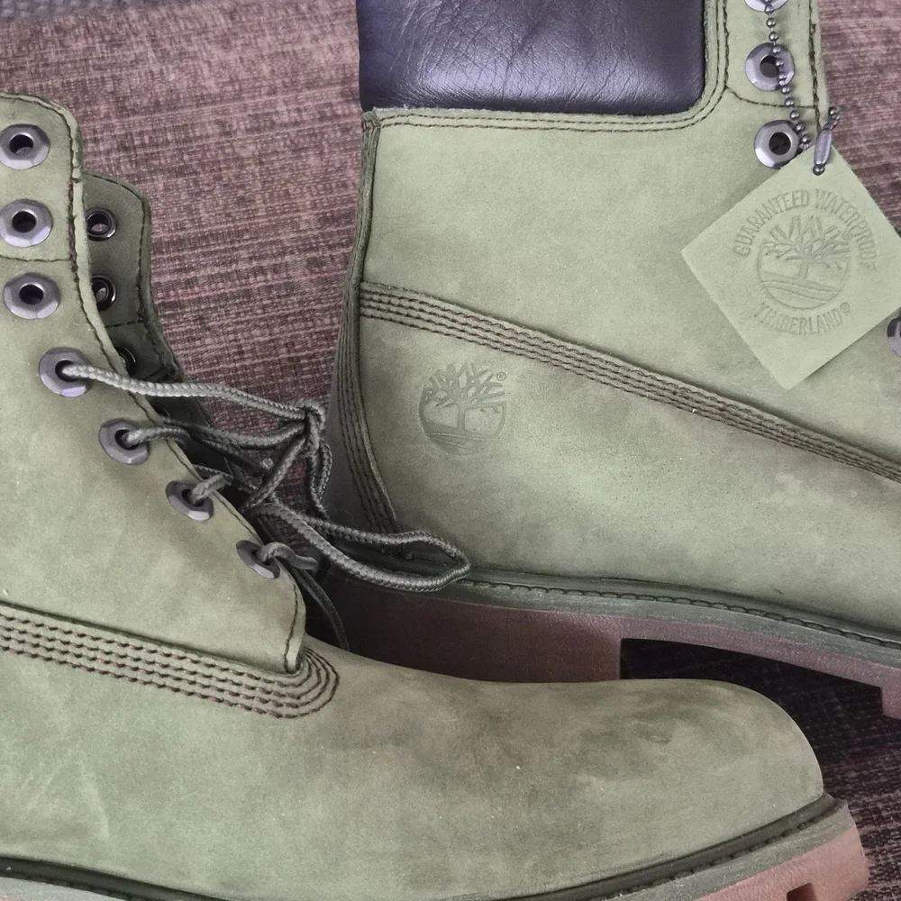 Timberland Orange and Green Leather-Lined Boot